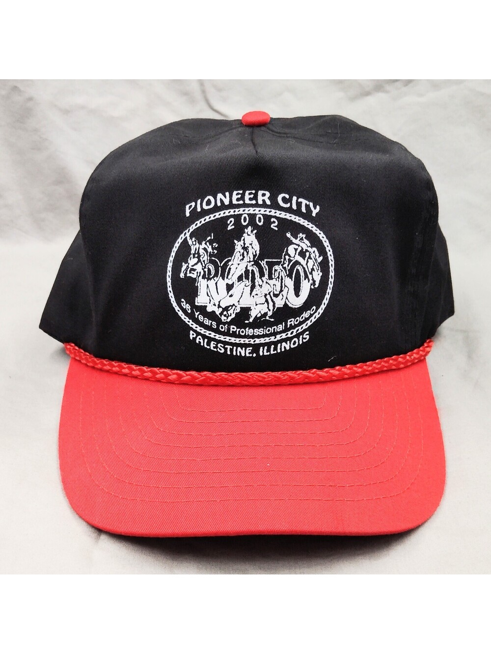 Vintage 2002 Pioneer City Rodeo Hat Nissin Cap Palestine Illinois Rope Snapback